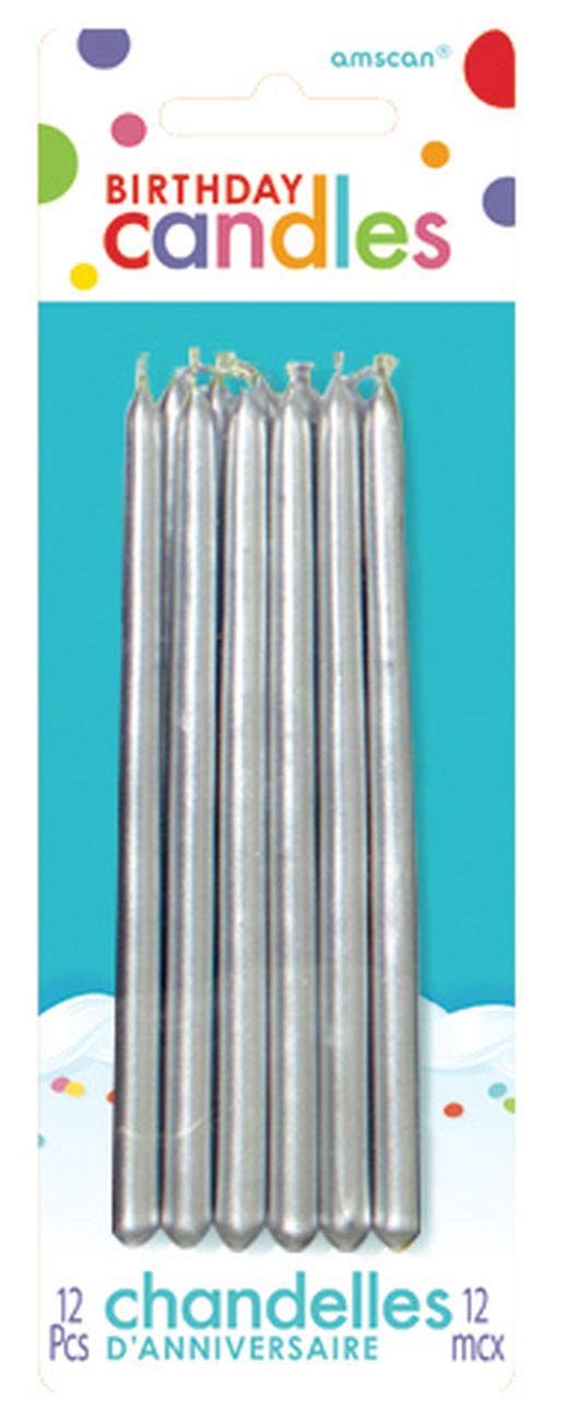 Silver Taper Candles 11.5cm /12
