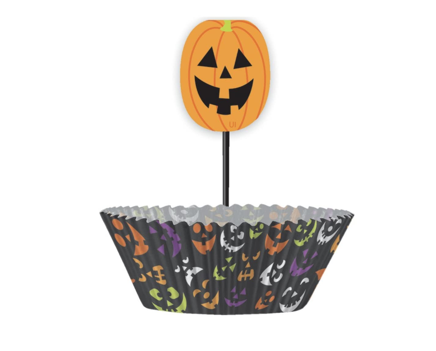 Unique Party Pumpkin Faces Halloween Cupcake Cases and Cupcake Toppers Kit for 24