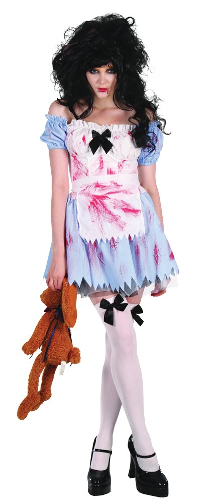 Bristol Novelty AC283 Zombie Girl Costume, White, UK Size 10-14