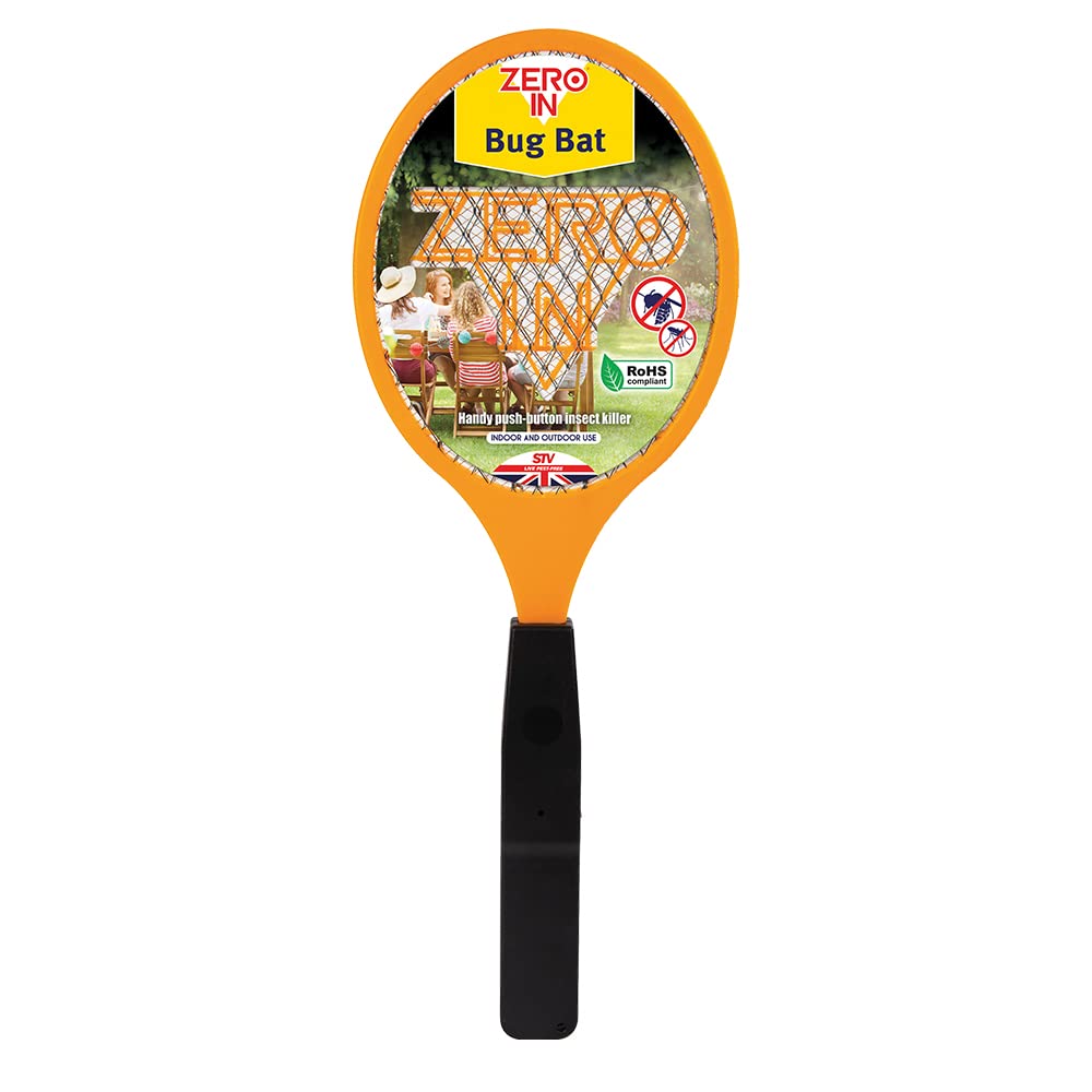 Zero In Bug Bat. Battery Powered. Kills Flying Insects on Contact, Suitable for Indoor and Outdoor Use