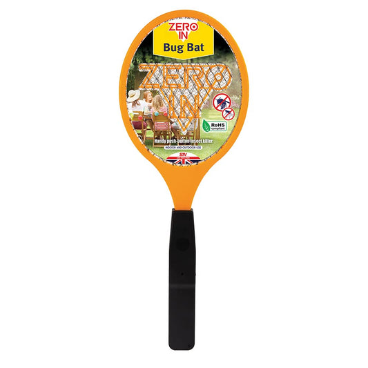 Zero In Bug Bat. Battery Powered. Kills Flying Insects on Contact, Suitable for Indoor and Outdoor Use