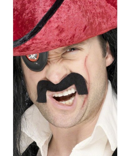 Smiffy's Pirate Tash Self-Adhesive - Black
