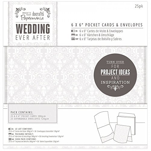 Papermania 6 x 6-Inch Wedding Damask Pocket Cards and Envelopes