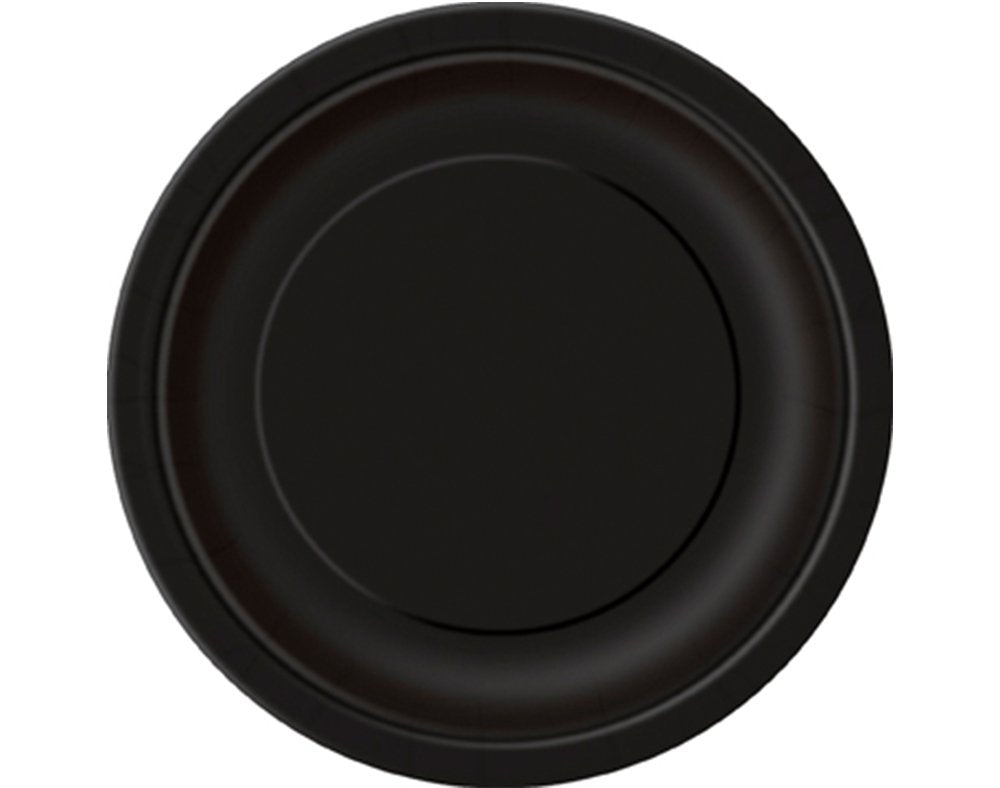 Unique 9" Round Dinner Plates | Classy Black Color Theme | 8ct, Pack of 8