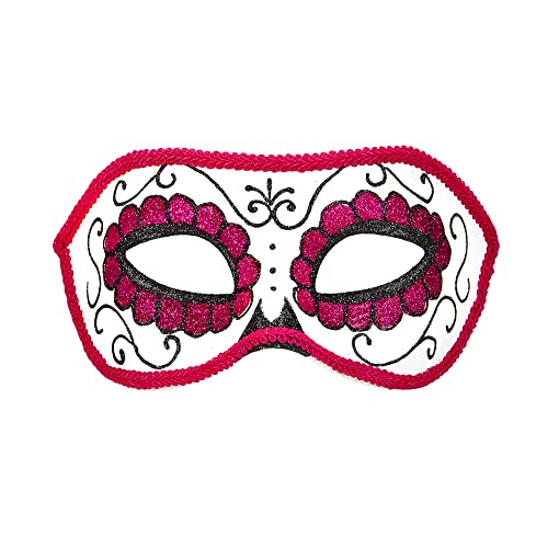 Widmann  Unisex DIA DE LOS MUERTOS Eye Mask With Black & Pink Glitter