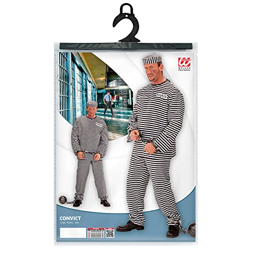 Widmann - Prisoner costume, top, trousers, hat, carnival, theme party