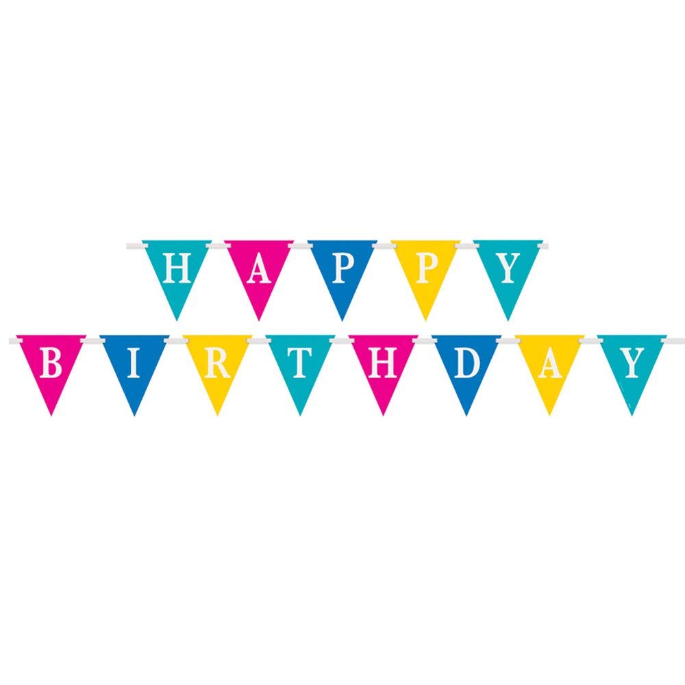 Unique Party - 9ft Paper Bright Happy Birthday Bunting Flags