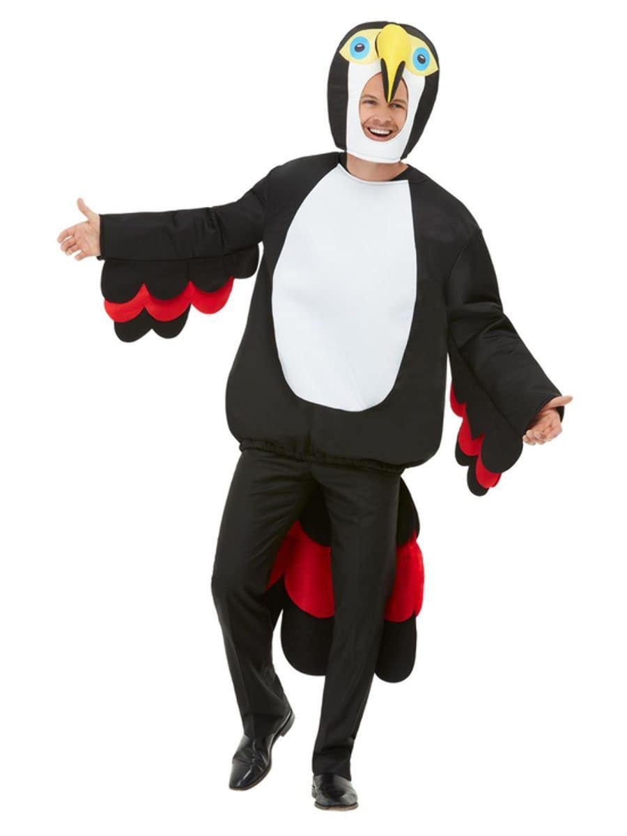 Bird Of Paradise Toucan Costume, Black, with Winged Tabard & Hood