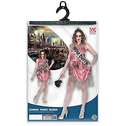 Widmann Zombie Prom Queen (dress with sash, fingerless gloves, tiara)