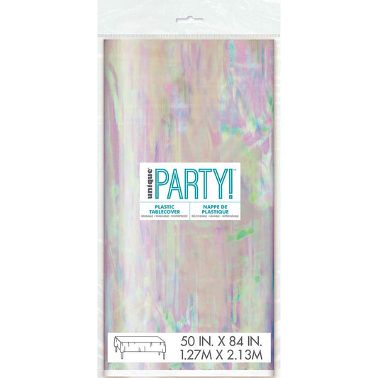 Unique Party Unisex - 54" 108" | Pc. Iridescent Rectangular Plastic Table Cover 54 x 108 Multicolor 1 Pc , Iridescent, One Size UK