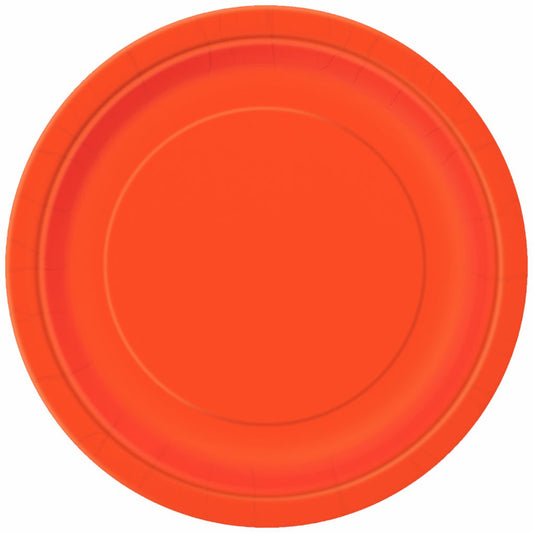 Unique 7" Round Dessert Plates | Pumpkin Orange Color Theme | 8ct, Pack of 8