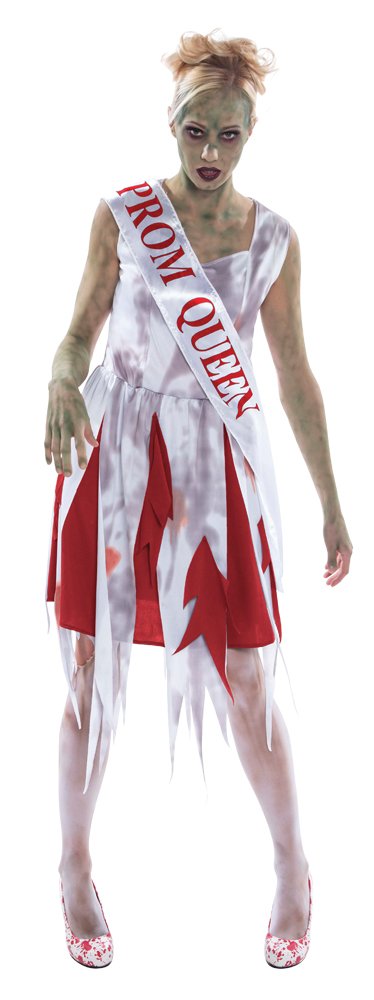 Bristol Novelty Halloween Prom Queen costume set | White and Red Horror, UK Size 10-14