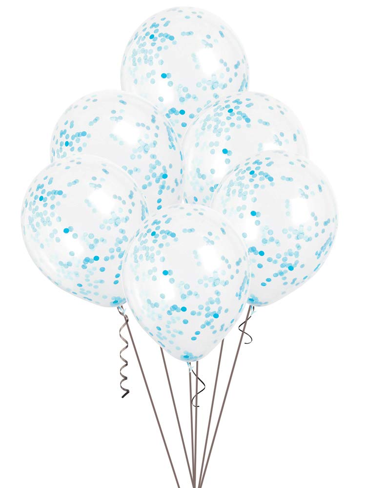 Unique Blue Confetti Latex Balloons | 12" 6 Pcs