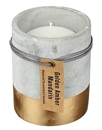 Heaven Sends Concrete Gold Dipped Golden Amber Mandarin Natural Candle Medium