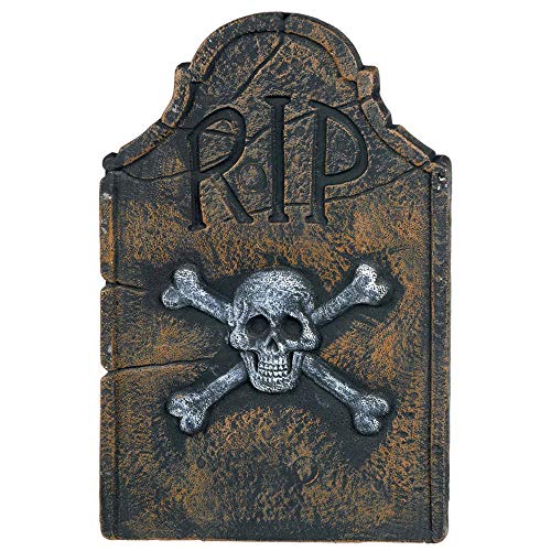 amscan Tombstone with Skull and Crossbones-1, Crystal White, 100 Pcs