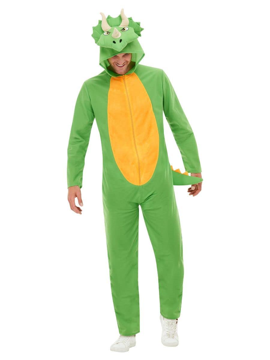 Dinosaur Costume, Green, with Hooded Jumpsuit, (M)