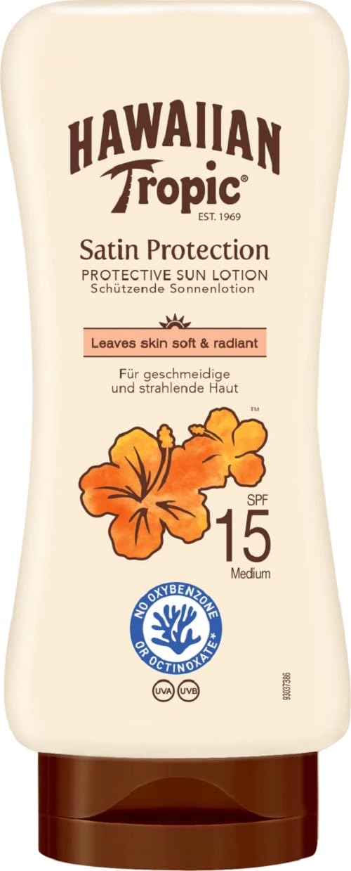 HAWAIIAN TROPIC - Satin Protection | Sun Lotion with Mango and Shea Butter SPF 15 | 180 ml