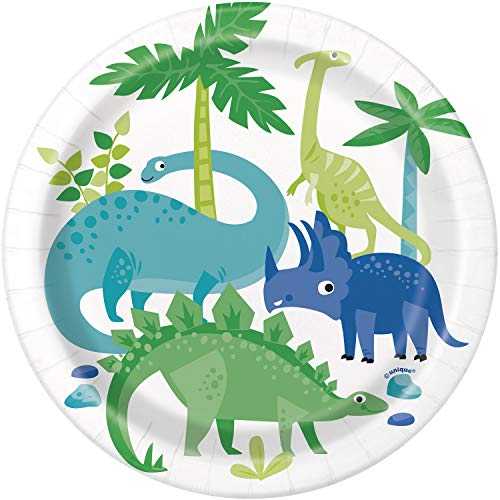 Unique Prehistoric Dinosaur Round Dessert Plates | 7��� | 8 Pcs, 18 Centimeters