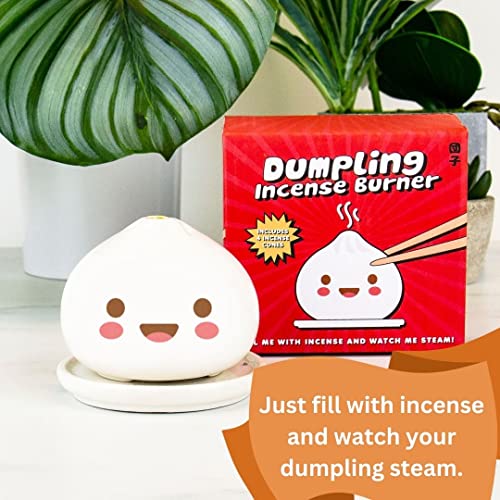 Gift Republic Dumpling Incense Burner. 4 x Jasmine Scented Incense Cones + 1 Dumpling Incense Burner + 1 Plate, White