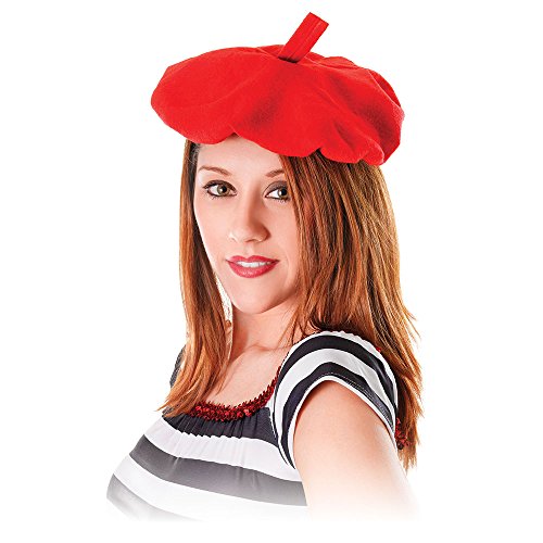 Bristol Novelty French Beret Hat, Unisex-Adult, Red, One Size