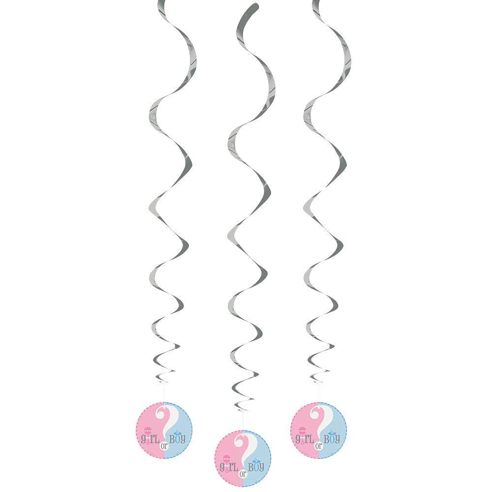 Unique Party - Hanging Gender Reveal Baby Shower Decorations, Pack of 3