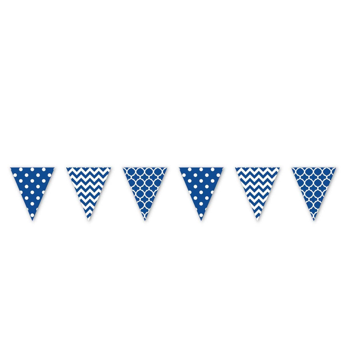 Bright Royal Blue Dots & Chevron Large Pennant Banner 4m