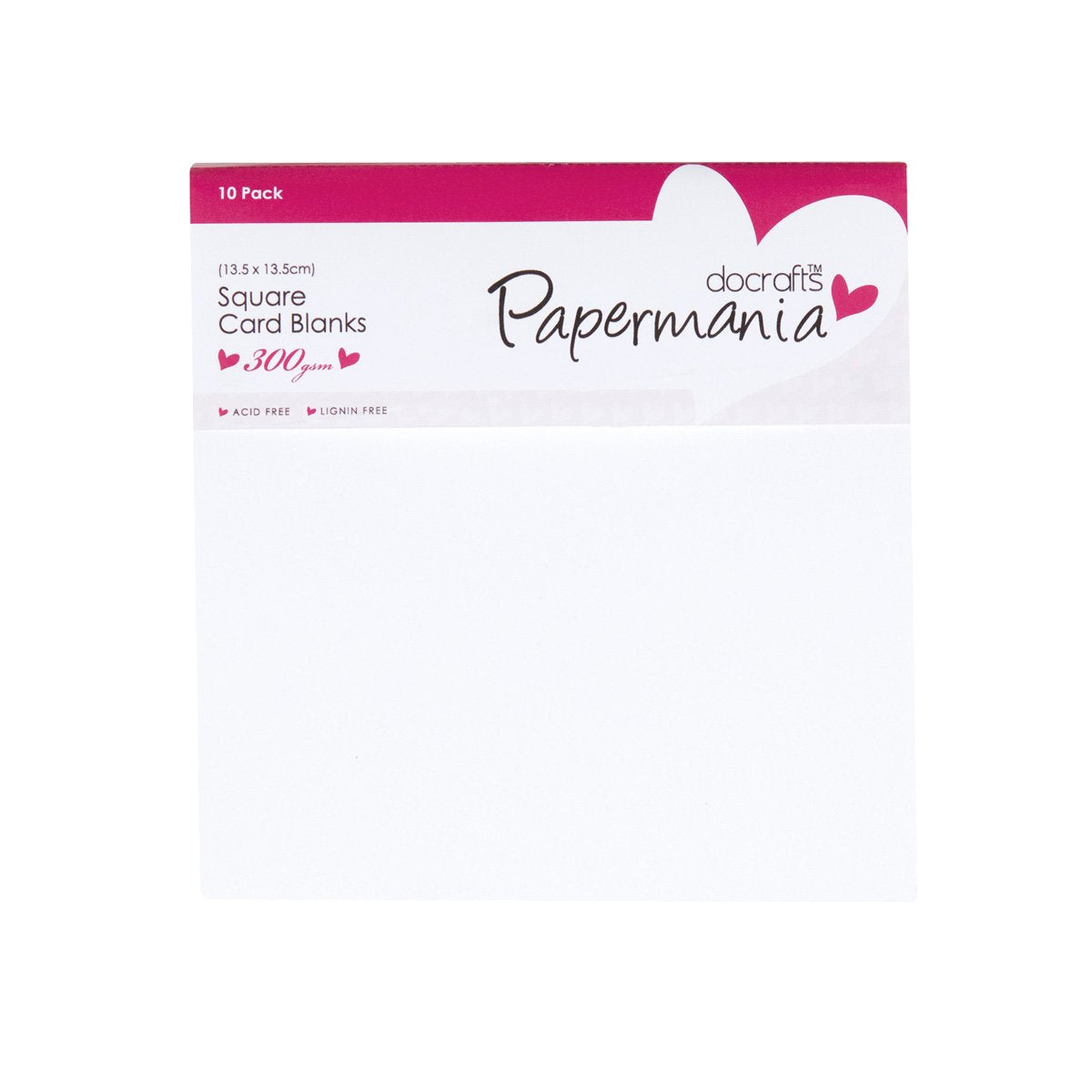 Papermania 300 GSM Square Cards and Envelopes, Pack of 10, White