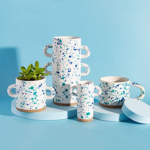 Sass & Belle Turquoise And Blue Splatterware Planter