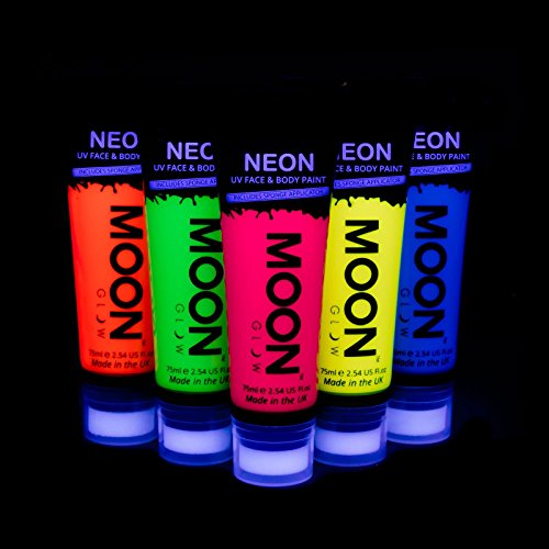 Moon Glow Supersize 75ml Neon UV Face & Body Paint - Choose from 9 colours - with sponge applicator