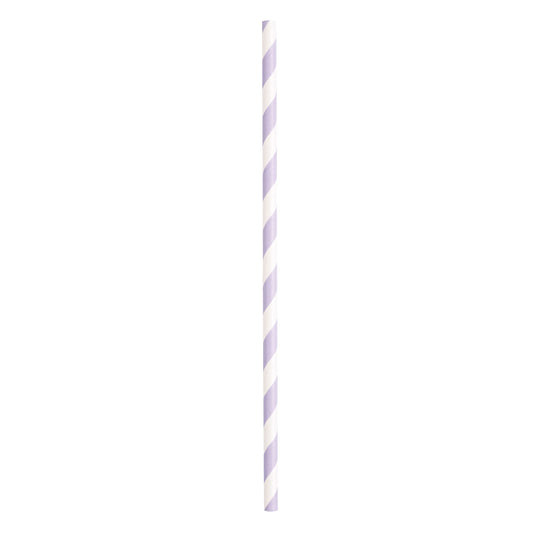 Unique UK Lavender Striped Paper Straws 10 Pcs, Pack of 10