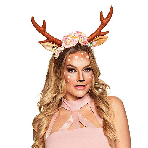 Boland Lovely Reindeer Reindeer Headband Tiara with Horns, Ears and Flowers