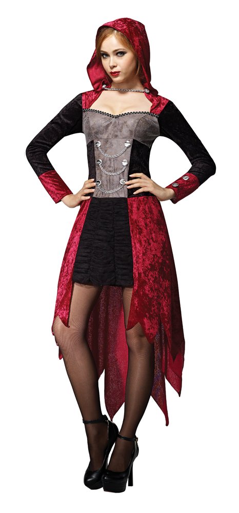 Bristol Novelty AC652 Demon Maiden Hooded Dress, Red, UK Size 10-14