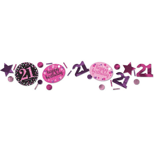 Adult Pink Celebration 21st Birthday 3 Pack Confetti