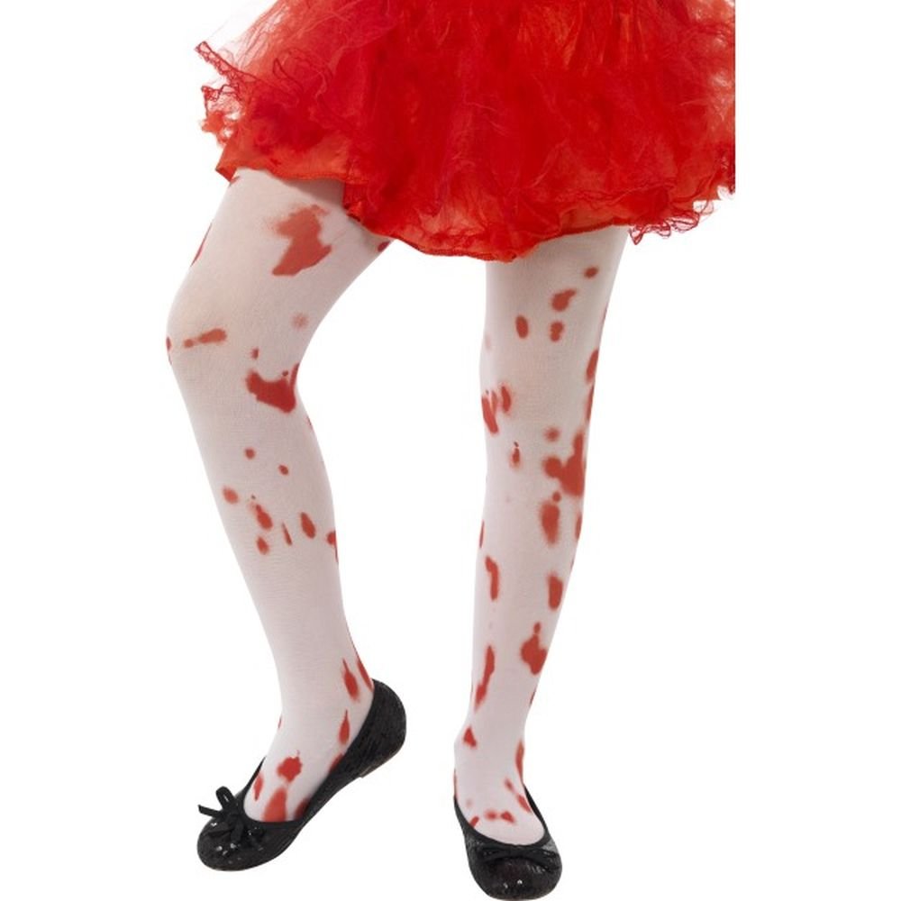 Tights, White, with Blood Stain Print, Age 6-12