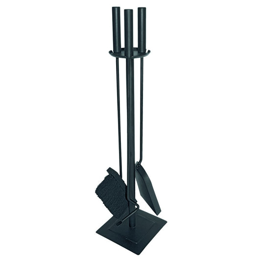 JVL 11-326 Malham Contemporary Fireside Companion Tool Set, Steel, Black, 15 x 15 x 61 cm, 3 Pieces