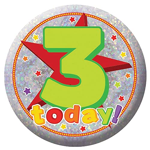 amscan Badge Sml HoloG Happy 3rd BD