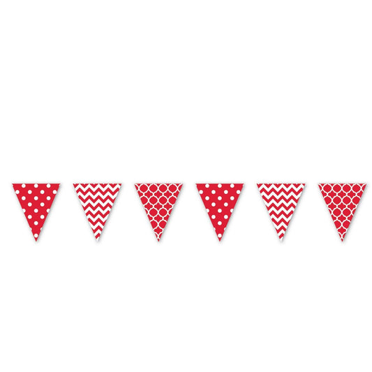 Apple Red Dots & Chevron Large Pennant Banner 4m