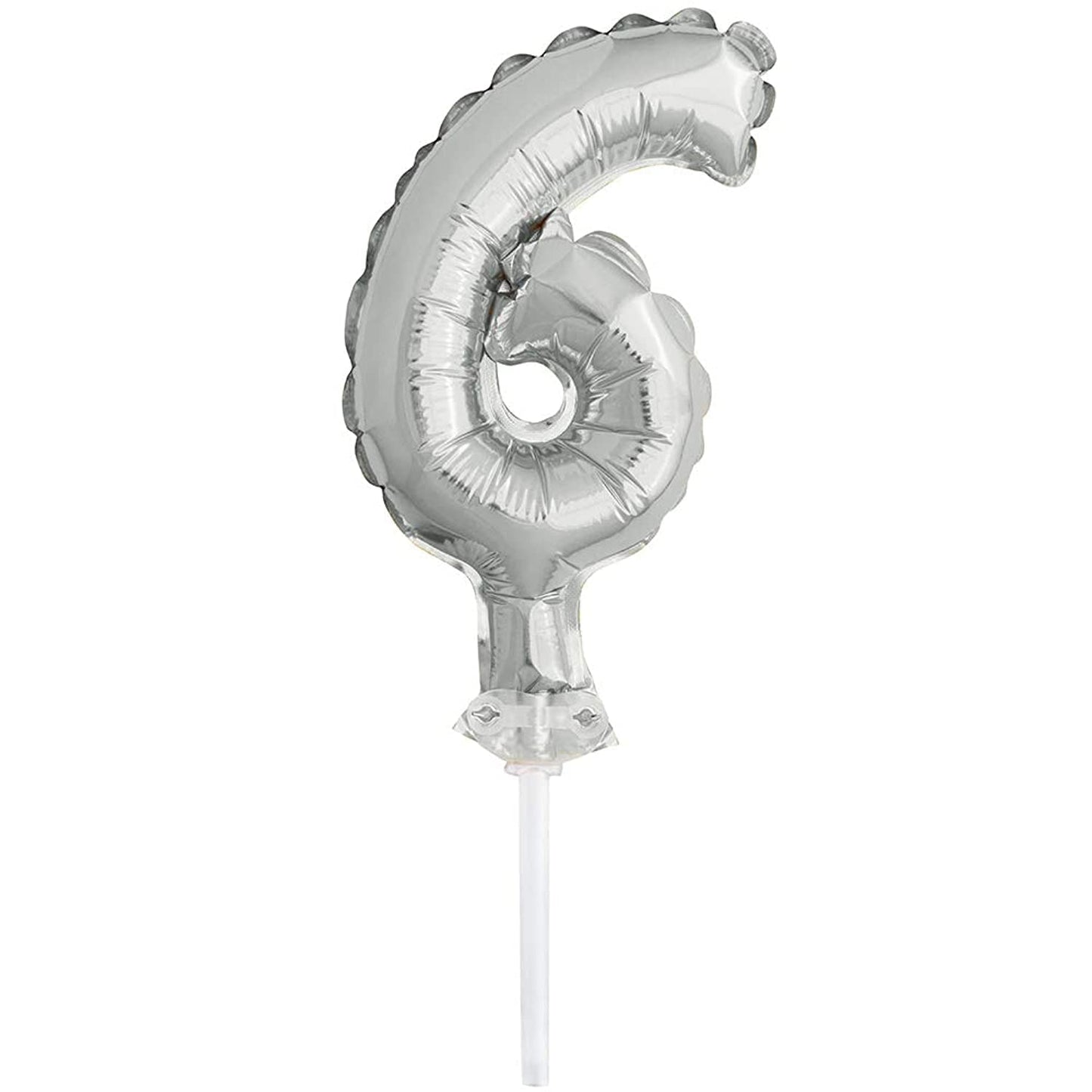 Unique Party - 5" Foil Silver Number 6 Balloon Cake Topper