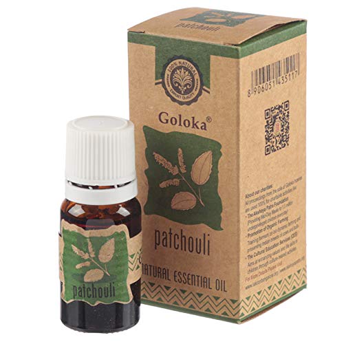 Goloka Patchouli Scented Natural Essential Oil 10ml Oils for Diffusers Home Diffuser - Home Winter Essentials - Bedroom Accessories - Aromatherapy Diffuser Gifts Room Fragrance Aromatic Oil