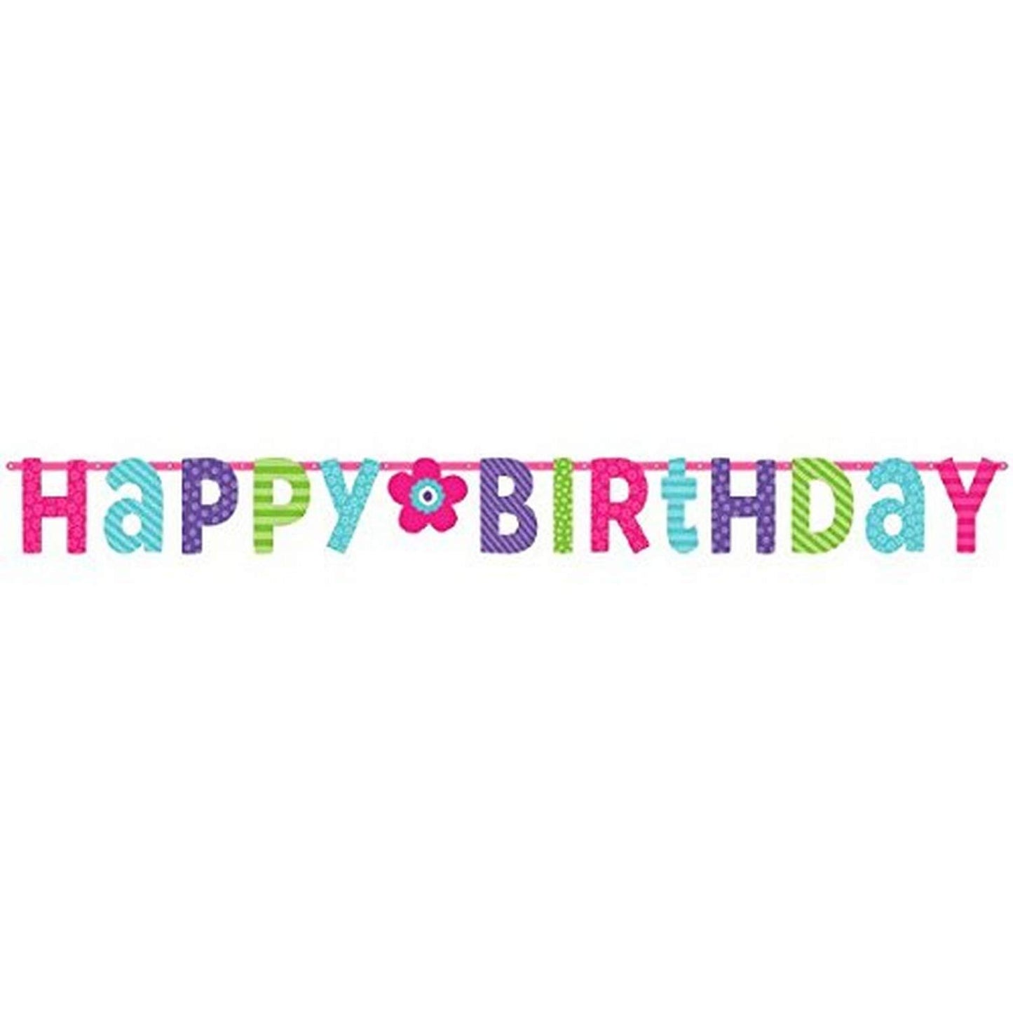 Pink & Teal Happy Birthday Giant Letter Banner 3.3m x 31cm