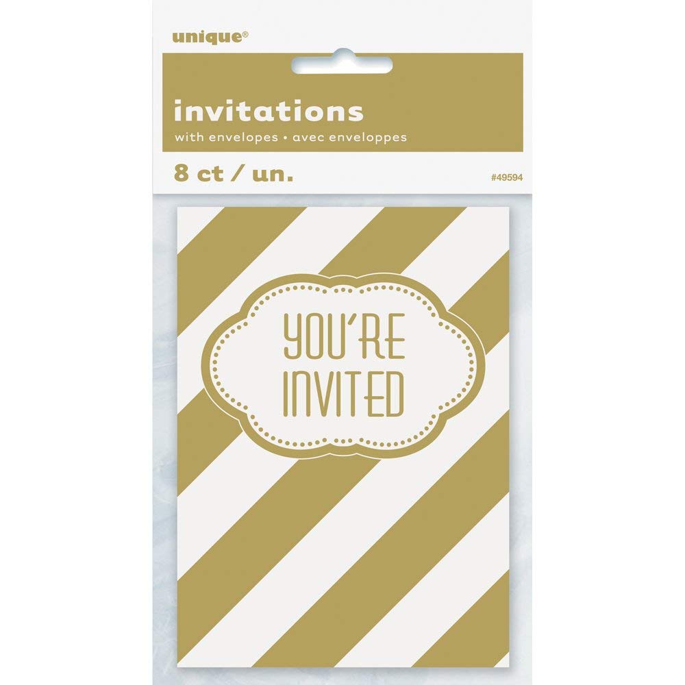 Unique Party - Golden Birthday Invitations, Pack of 8