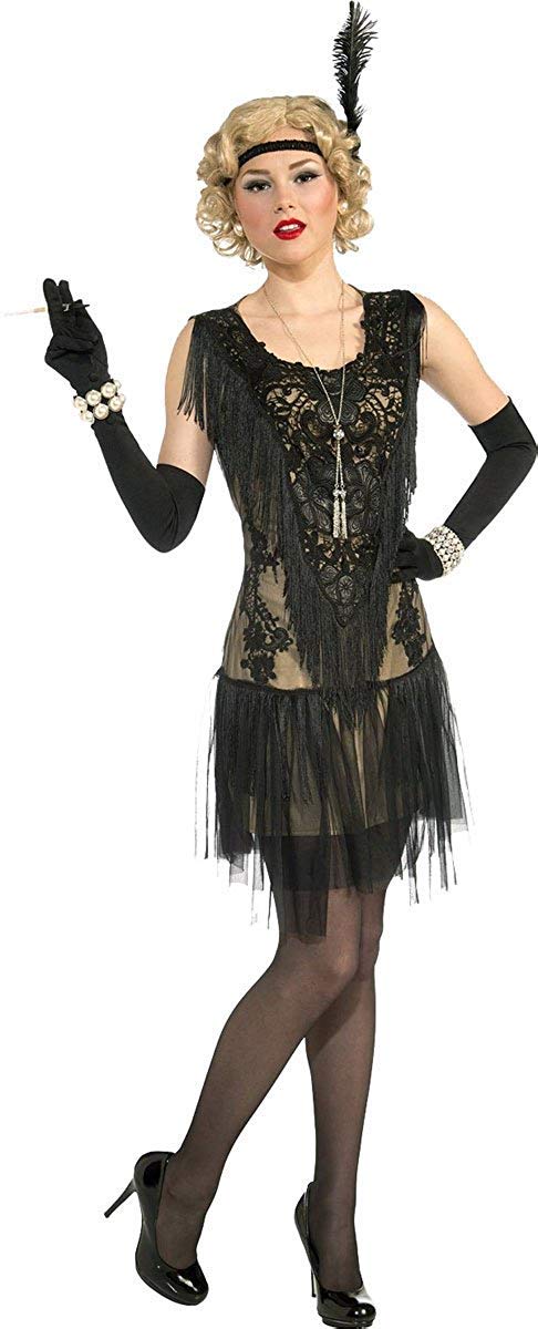 1920s Ladies Sexy Lacey Lindy Deluxe Flapper Dress Uk