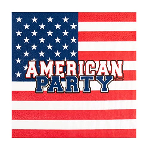 Boland - Party Napkins American Party 20 Pieces 33 x 33 cm, Table Decoration 100% Paper