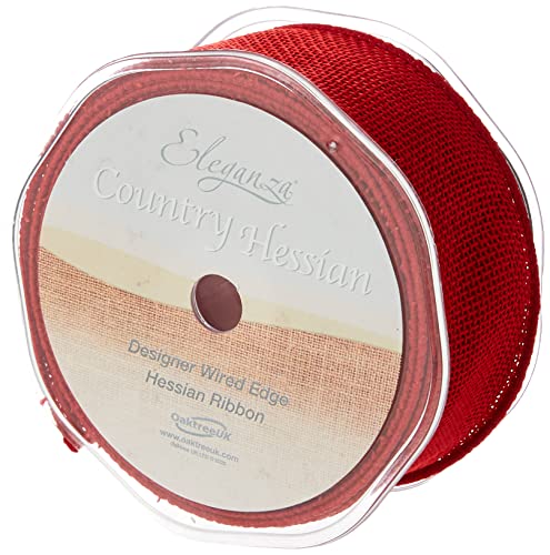 Eleganza Wired Country Hessian 38mm x 10m Red No.16