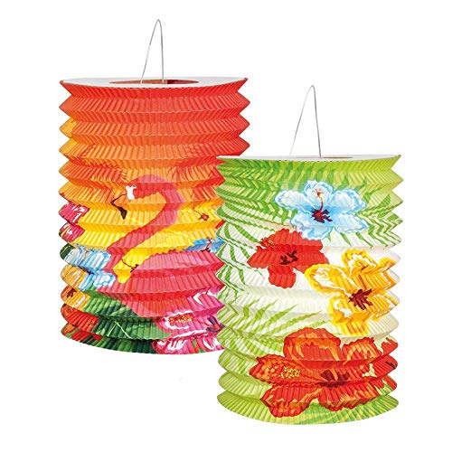 Boland– Set of 2 Paper Hibiscus Hawaii Lanterns, 16 cm