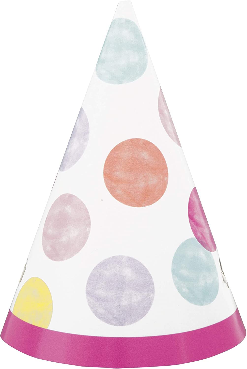 Unique Pink Polka Dots 1st Birthday Party Hats 8 Pcs