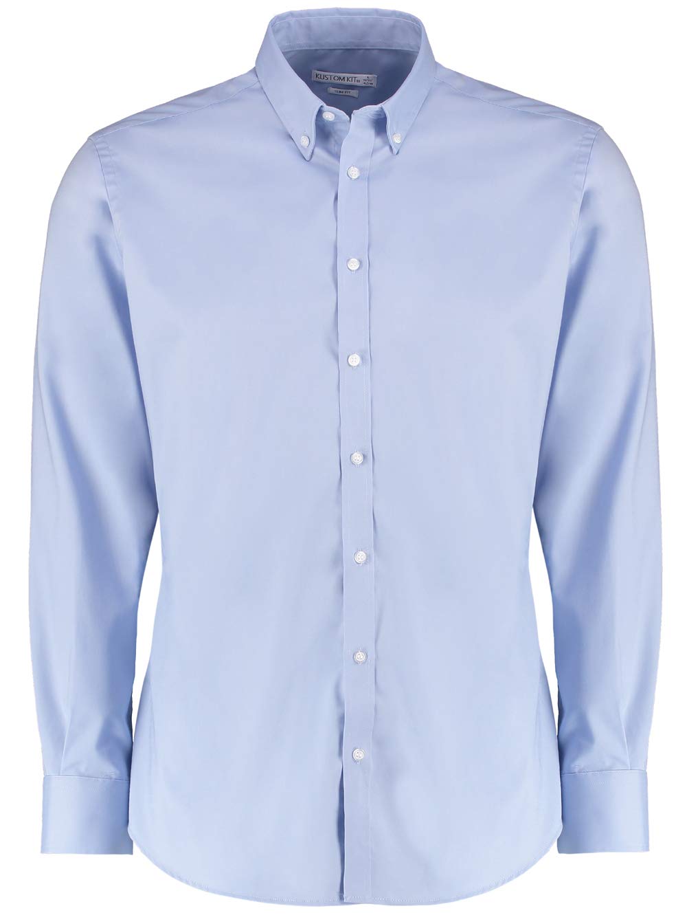 Kustom Kit Mens Stretch Oxford Shirt, Light Blue, 16. KK182