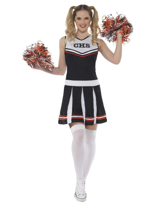 Cheerleader Costume, Black, with Dress & Pom Poms, (L)