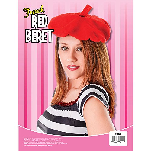 Bristol Novelty French Beret Hat, Unisex-Adult, Red, One Size