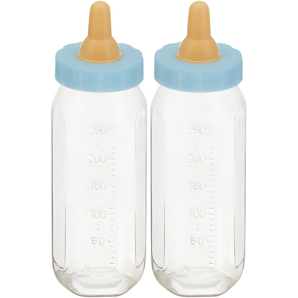 Unique Blue Baby Shower Fillable Feeding Bottles 2 Pcs